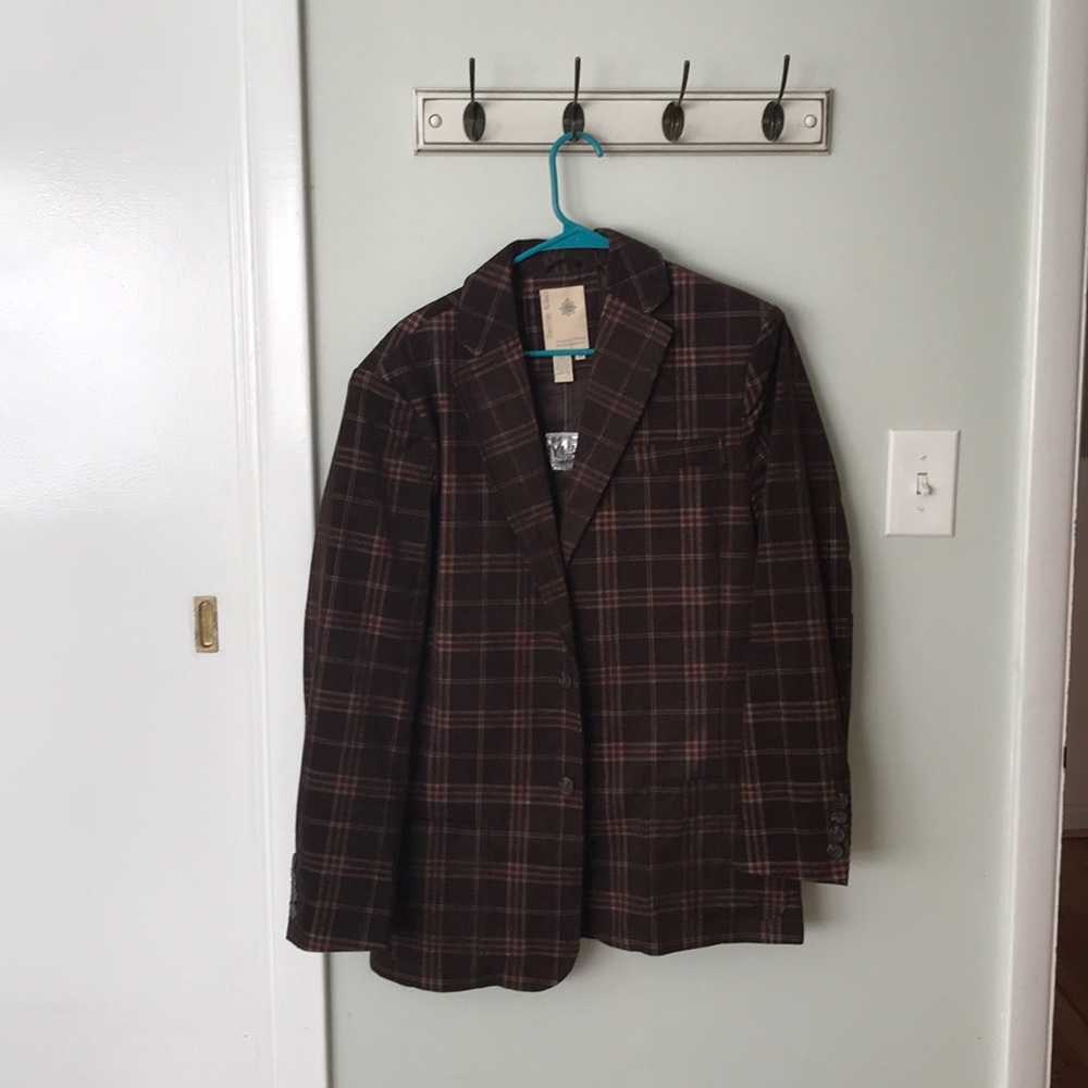 Brown plaid men suit coat territory ahead 30R nwot - Picture 1 of 7
